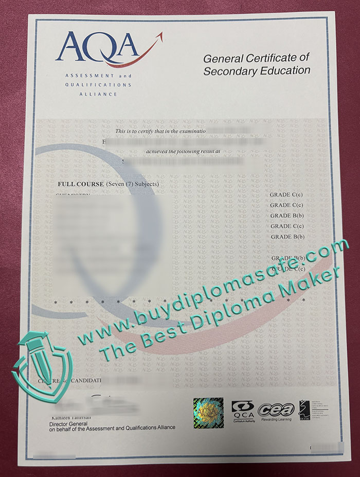 AQA GCSE certificate AQA GCSE certificate