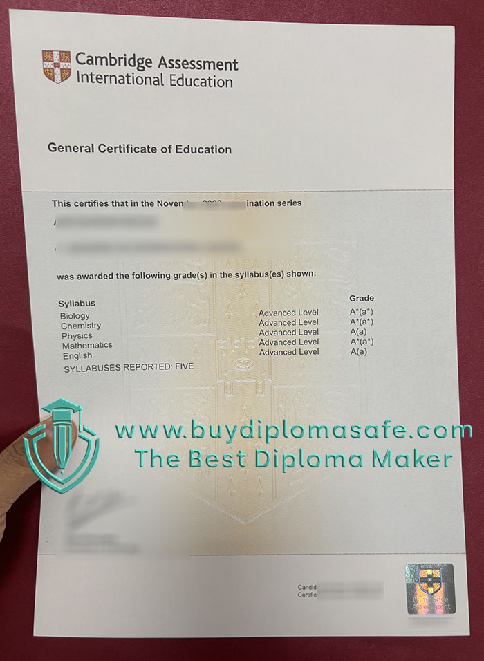 Cambridge GCE certificate Cambridge GCE certificate