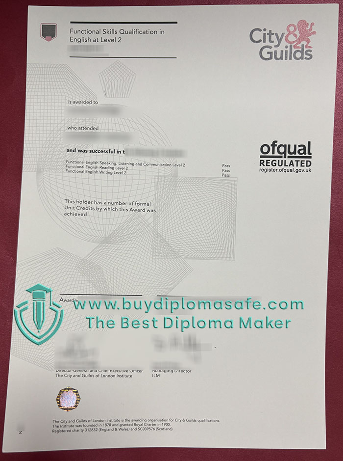 City & Guilds Functional Skills English certificate