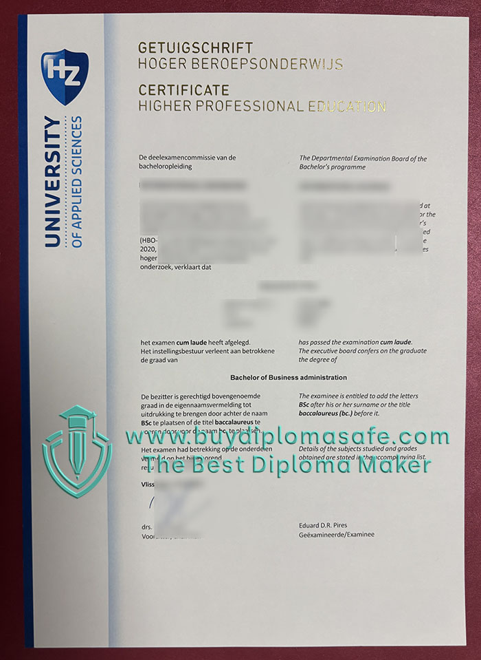 HZ University of Applied Sciences Getuigschrift