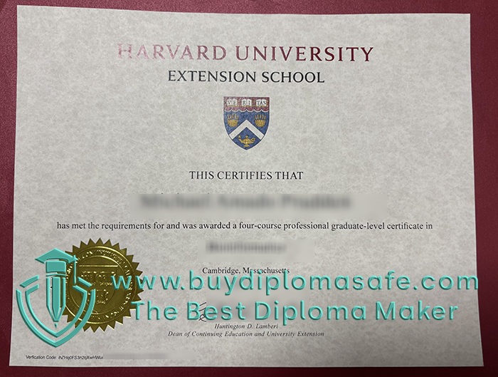 Harvard Extension School certificate