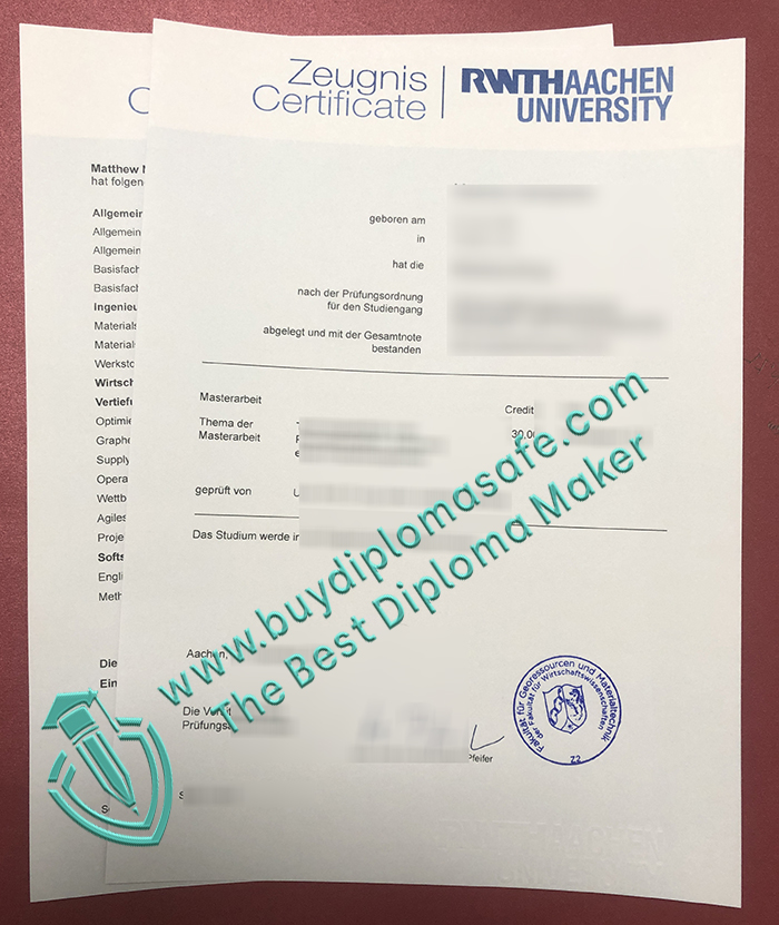 RWTH Aachen University Zeugnis
