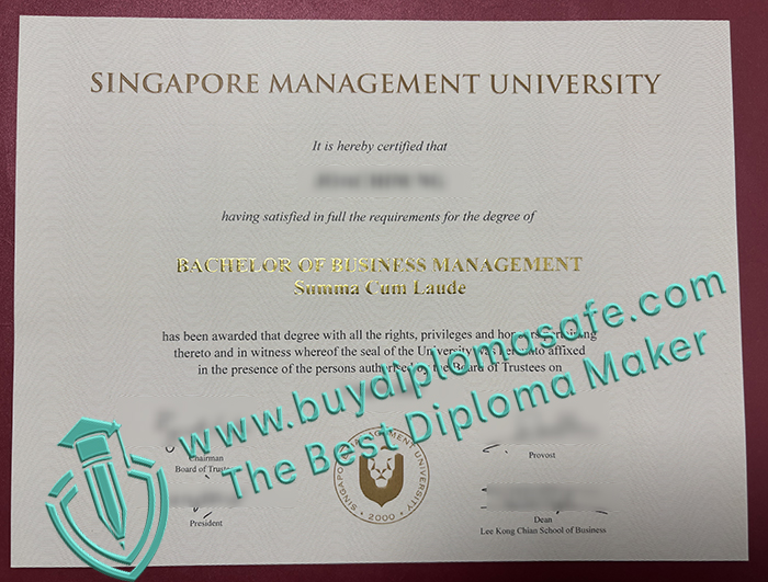 SMU 학위 증명서, 싱가포르 경영 대학교 졸업장 