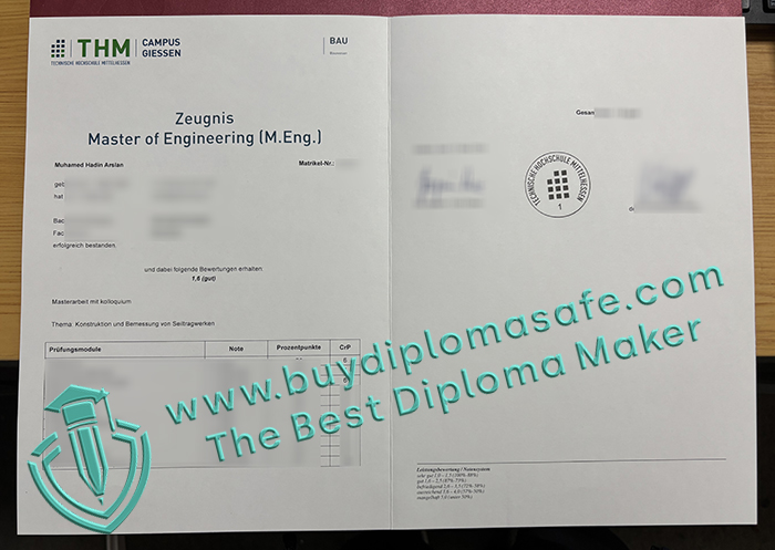 THM Zeugnis, Technische Hochschule Mittelhessen transcript THM Zeugnis, Technische Hochschule Mittelhessen transcript