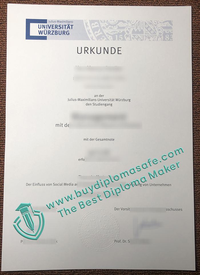 University of Würzburg Urkunde University of Würzburg Urkunde