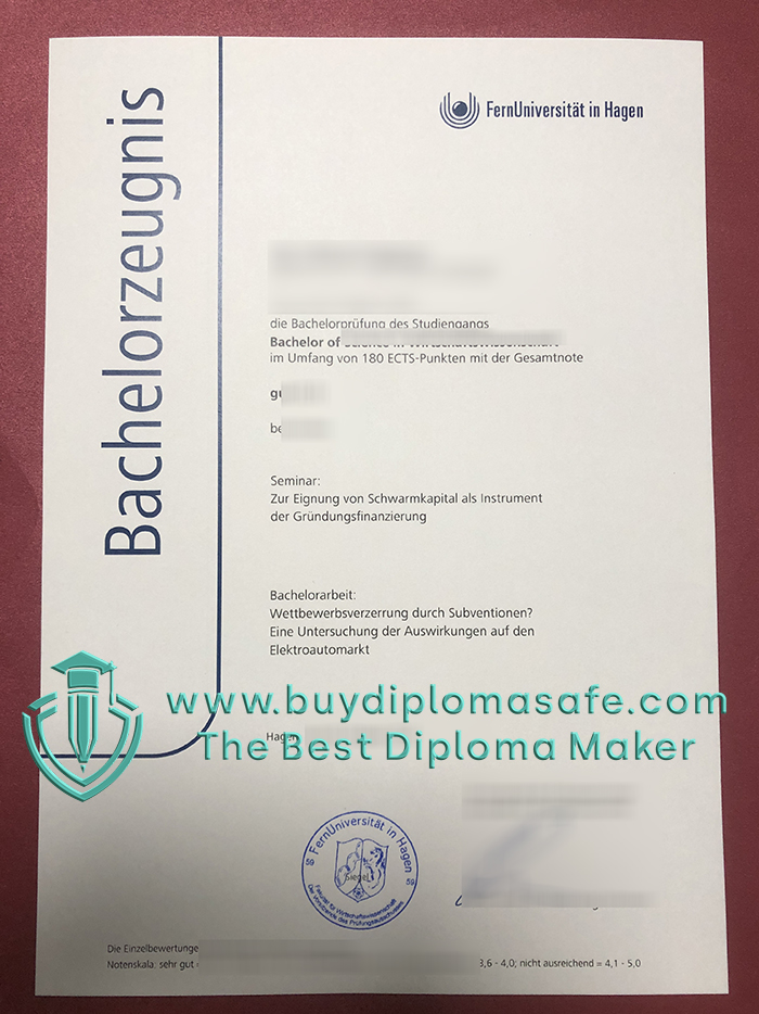 FernUniversität in Hagen Bachelor Zeugnis FernUniversität in Hagen Bachelor Zeugnis