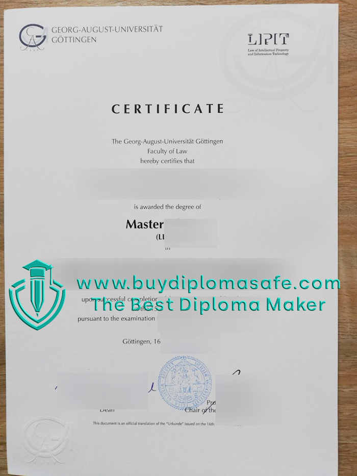 Georg-August-Universität Göttingen degree certificate