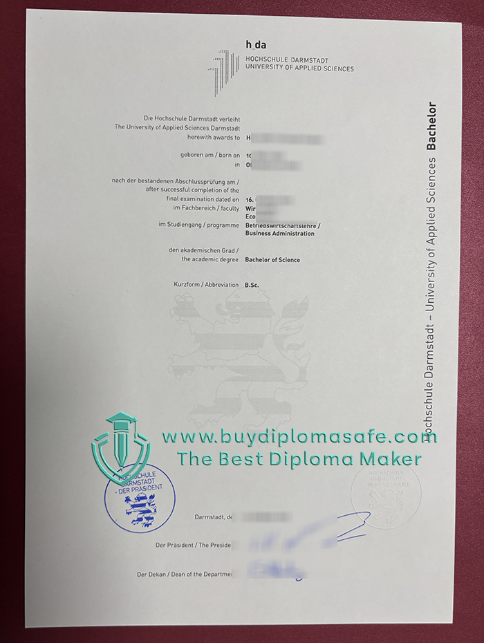 Hochschule Darmstadt Urkunde