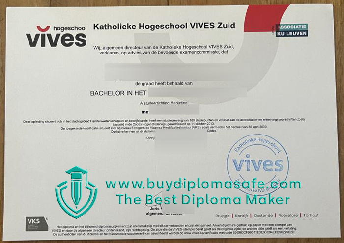 Hogeschool VIVES degree certificate