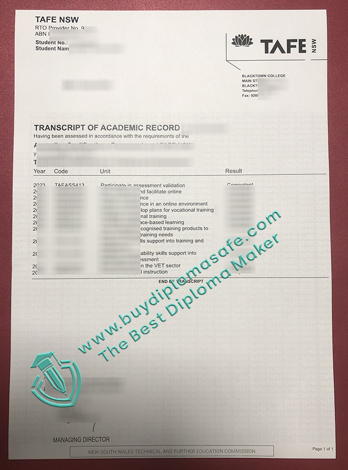 TAFE NSW transcript