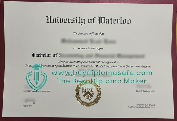 University of Waterloo degree certificate