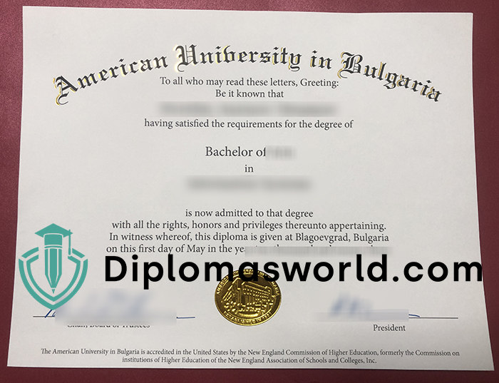 American University in Bulgaria diploma
