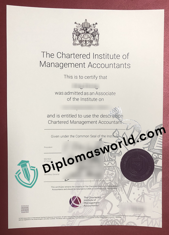 CIMA certificate CIMA certificate