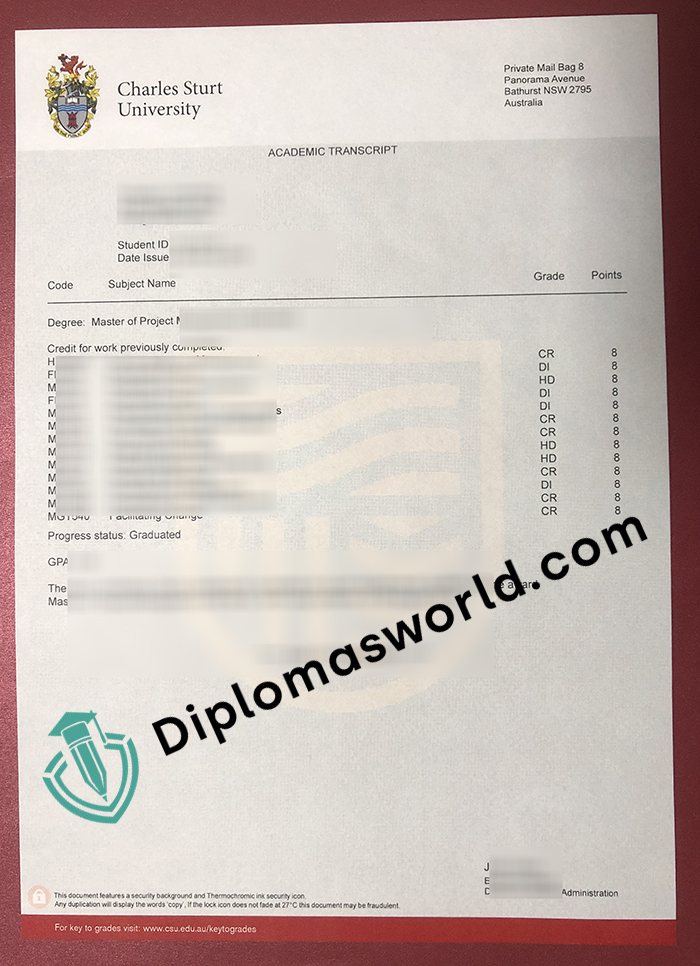 Charles Sturt University transcript