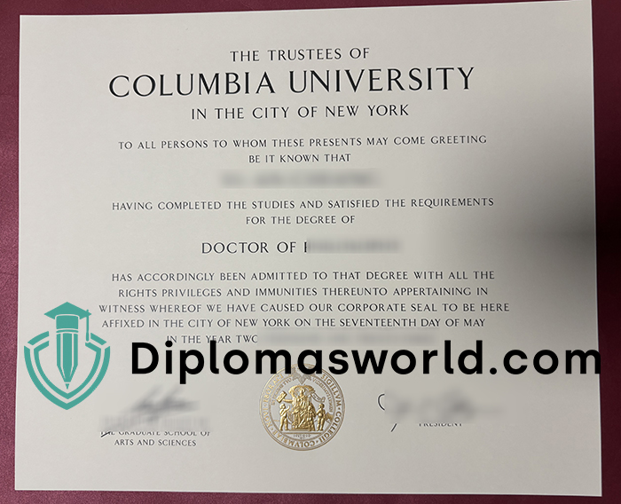 Diplom der Columbia University Diplom der Columbia University