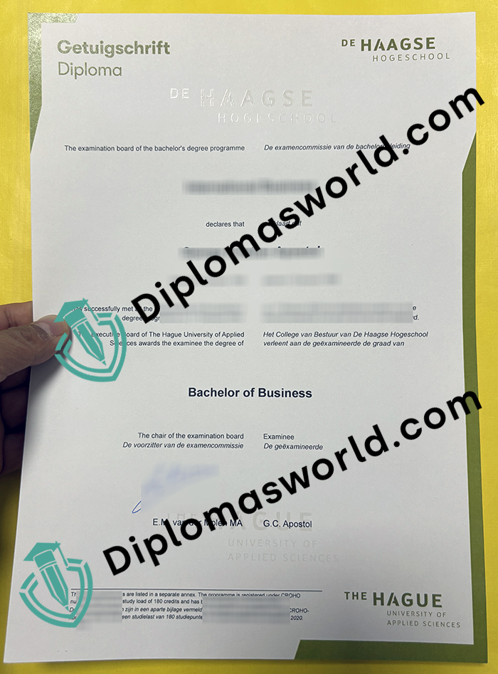 De Haagse Hogeschool Getuigschrift