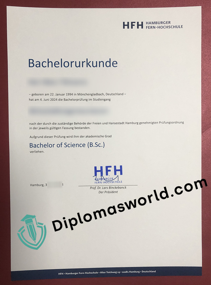 HFH · Hamburger Fern-Hochschule Urkunde