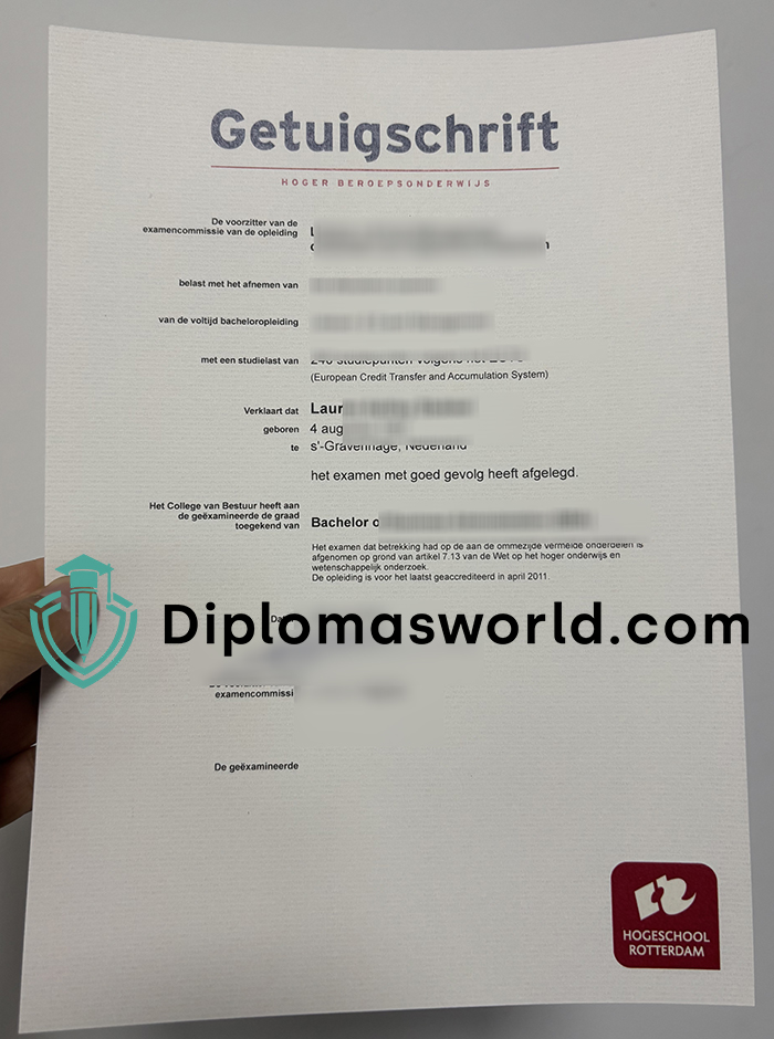 Hogeschool Rotterdam Getuigschrift