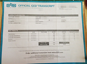 Official GED Transcript sample