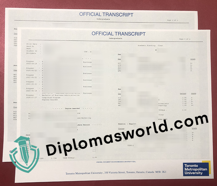 Toronto Metropolitan University transcript