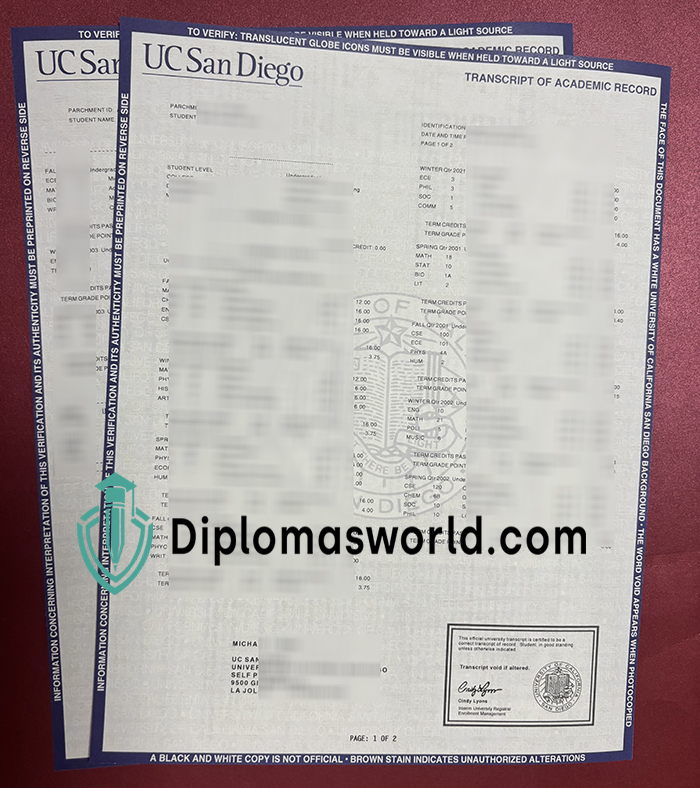 UC San Diego transcript