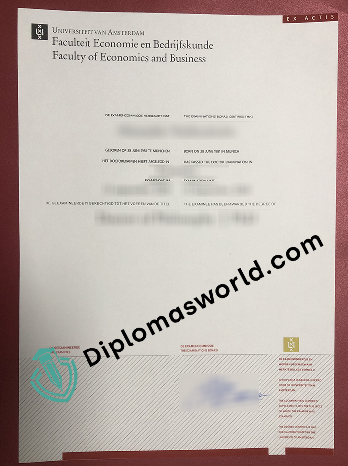 Universiteit van Amsterdam diploma