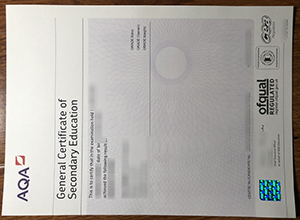 AQA GCSE Certificate sample