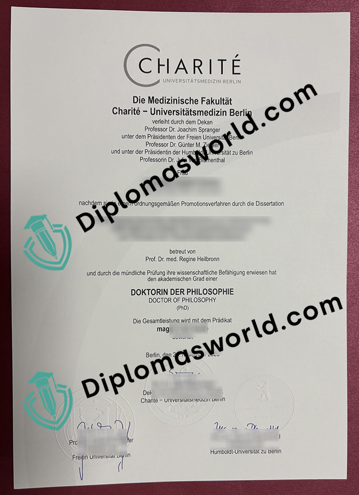 Charité – Berlin University Medicine doctor diploma Charité – Berlin University Medicine doctor diploma