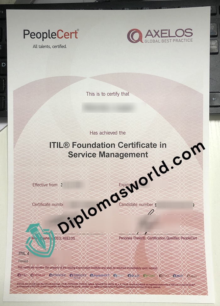 ITIL®4 Foundation certificate ITIL®4 Foundation certificate