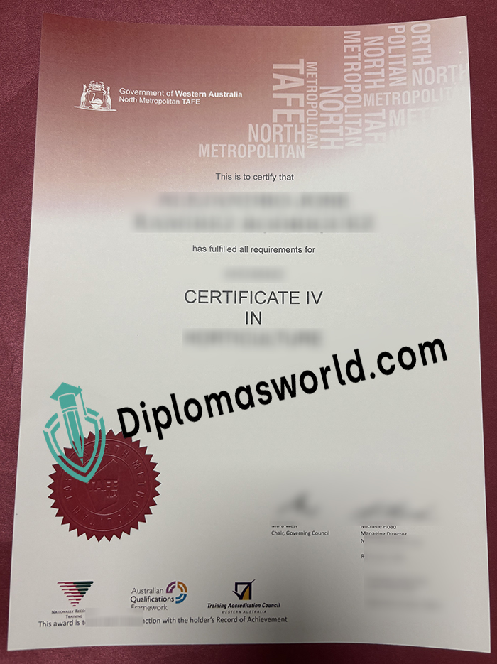 North Metropolitan TAFE certificate North Metropolitan TAFE certificate