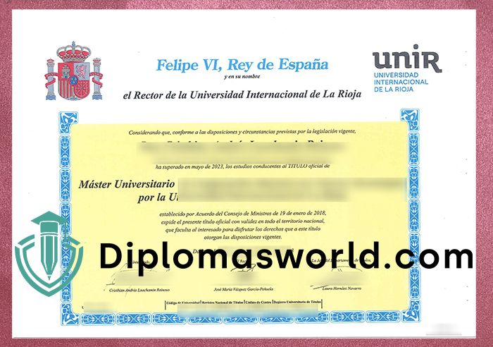Universidad Internacional de La Rioja Titulo, UNIR diploma Universidad Internacional de La Rioja Titulo, UNIR diploma