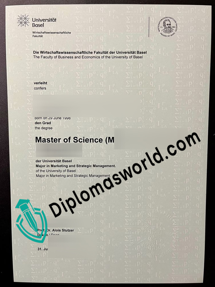 Universität Basel Urkunde Universität Basel Urkunde