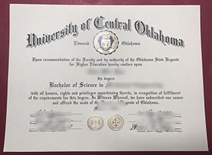 University of Central Oklahoma diploma, UCO degree sample