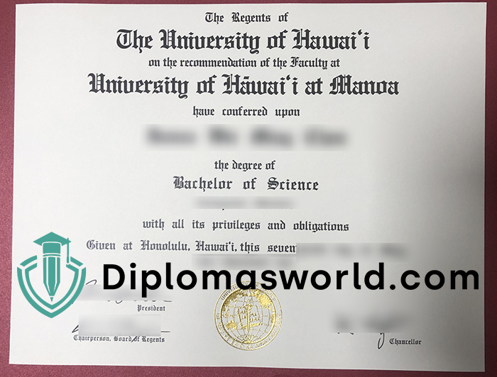 University of Hawaiʻi at Mānoa diploma