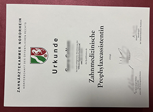 Zahnärztekammer Nordrhein Urkunde SAMPLE