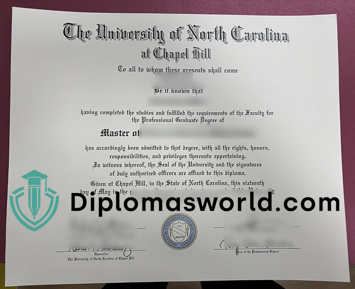 UNC Chapel Hill diploma, UNC degree, North Carolina certificate