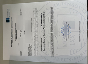 Univeristat Klagenfurt degree sample