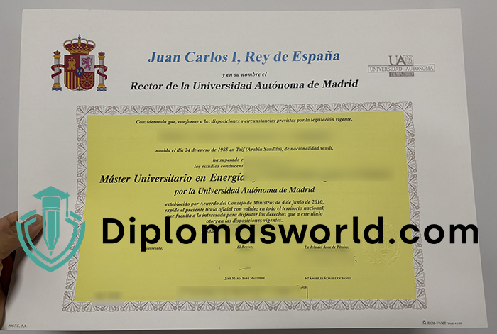 Universidad Autónoma de Madrid Titulo, UAM diploma