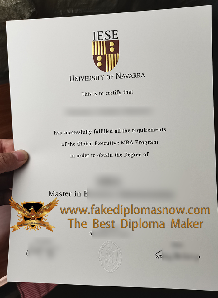 University of Navarra diploma, Universidad de Navarra MBA degree