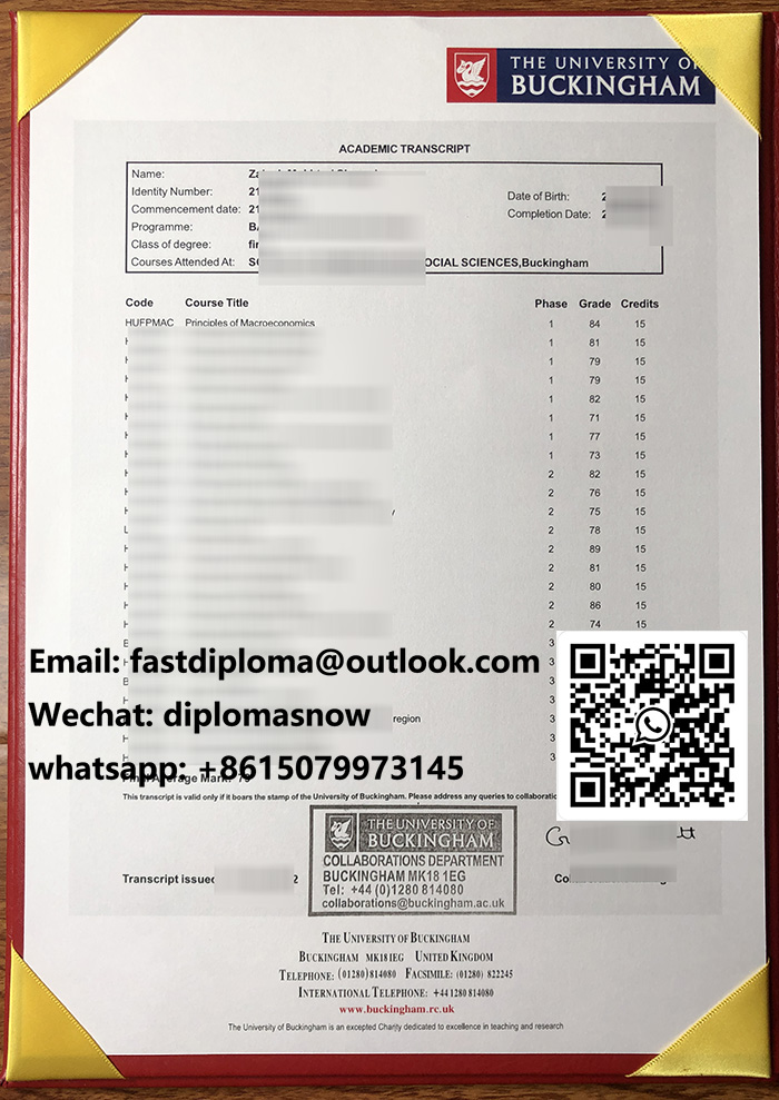白金汉大学成绩单，University of Buckingham Transcript